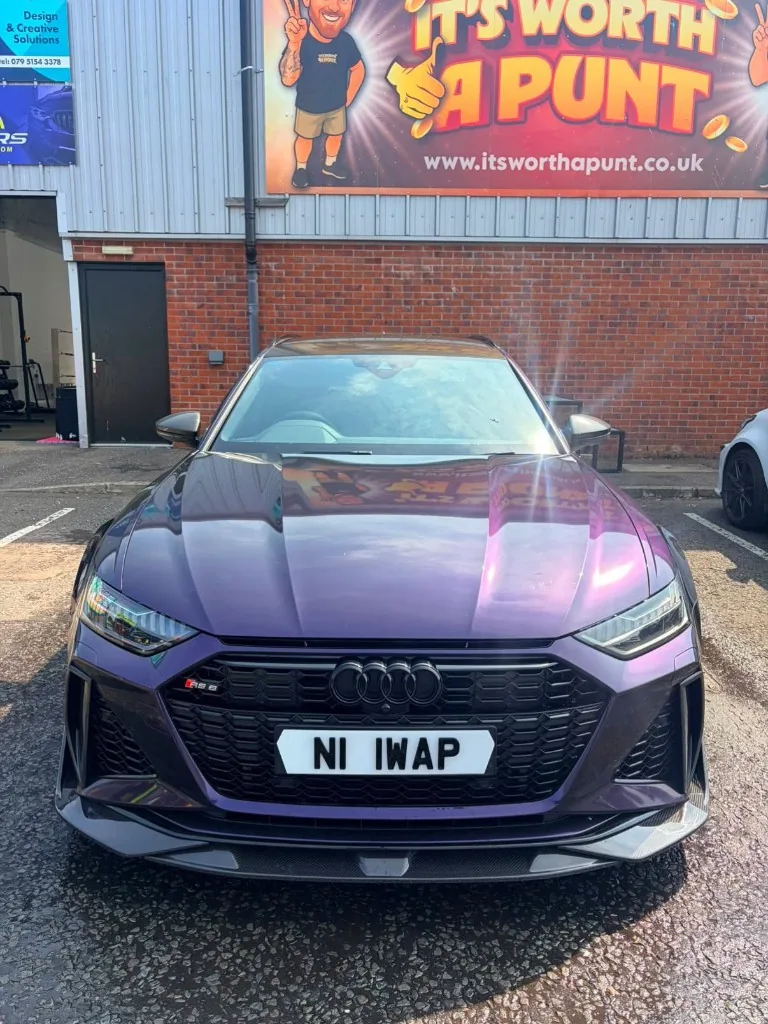Purple Audi RS6 after exterior detailing