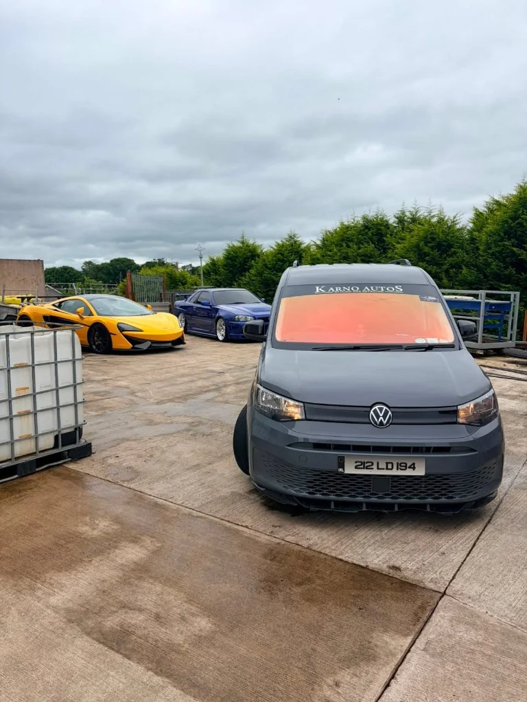 Karno mobile detailing van on site with McLaren and Skyline